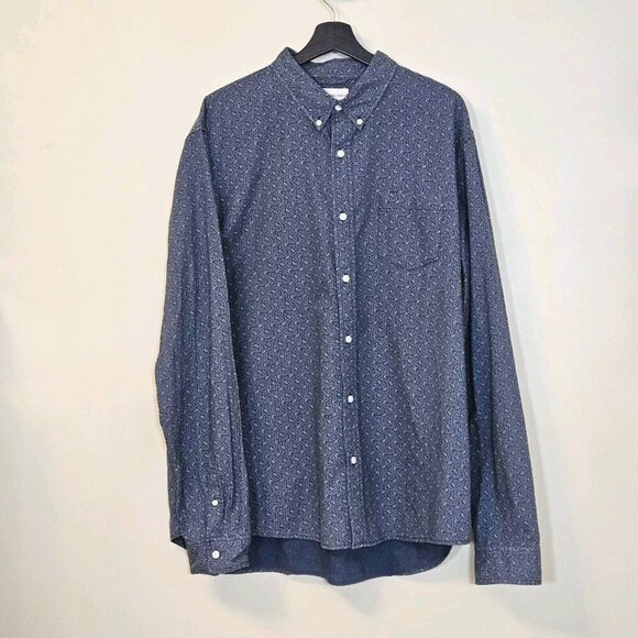 Denim & Supply Ralph Lauren Shirt Men XXL Navy Beige Paisley LS Buttons Tag Boho - Picture 1 of 15